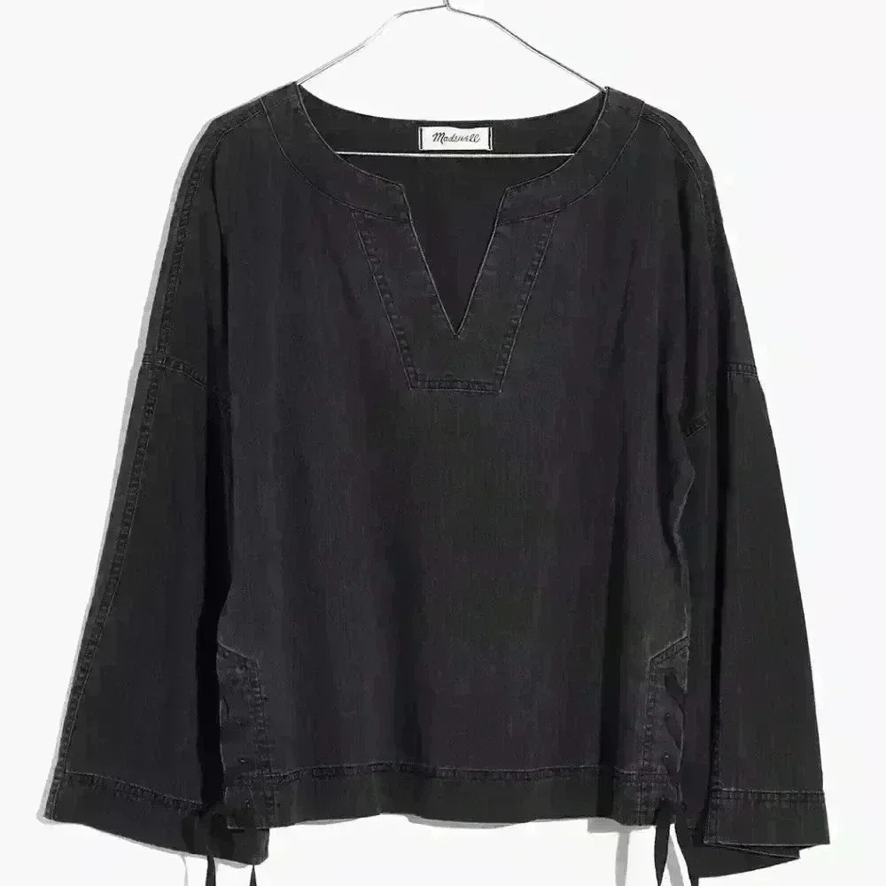 Denim Side-Lace Top in Sloan Black/ gray xs originally 78$ - Picture 2 of 4